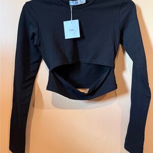 NWT Adika Elegant Black Cut-Out Crop Top